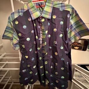 Robert Graham Multicolor Plaid and Dot Shirt!  Get ready for the Summer!
